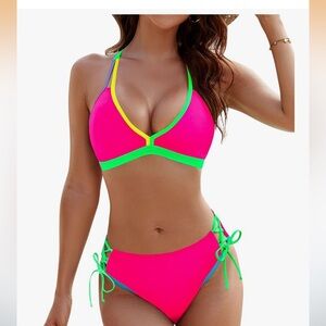 Women's Neon Vibrant MultiColor Blooming Jelly Bikini Set (New with Tags)